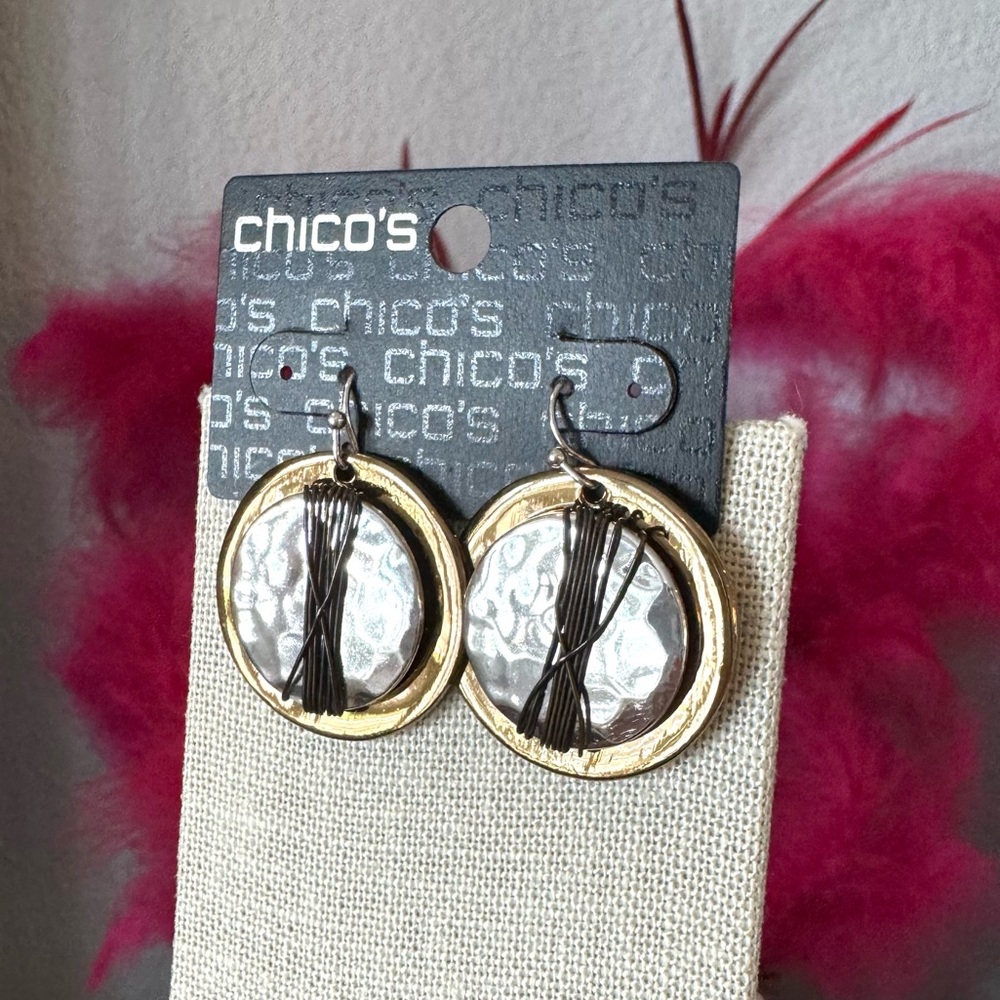 Chico's Elegant Silver and Gold Necklace Set with Matching Earrings - Picture 5 of 7